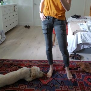 Military green cargo style pants